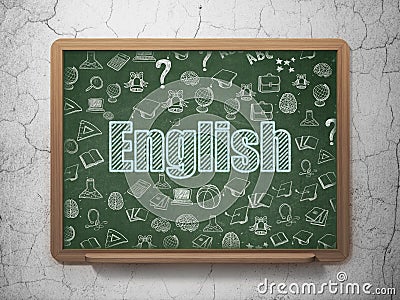 Learning concept: English on School board background Stock Photo