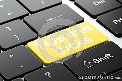 Learning concept: Tips And Tricks on computer keyboard background Stock Photo