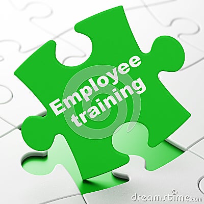 Learning concept: Employee Training on puzzle background Stock Photo