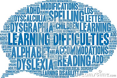 Learning Difficulties Word Cloud Stock Photo