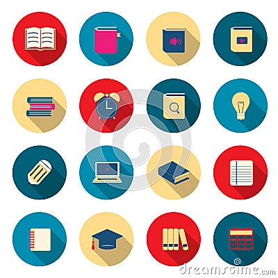 Learning education color icons set Vector Illustration