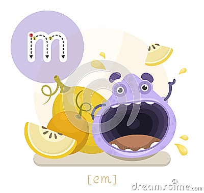 Letter M and character Vector Illustration