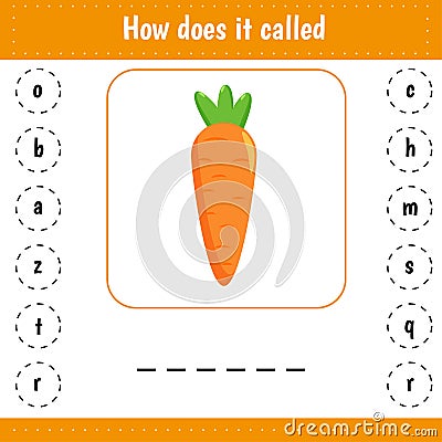 Learning English alphabet. Find leters. Educational worksheet for school and kindergarten. Carrot Vector Illustration