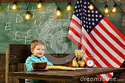 Learning english language in USA, independence day concept Stock Photo