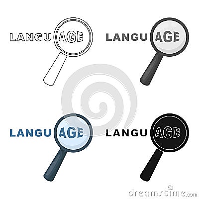 Learning foreign language icon in cartoon style on white background. Interpreter and translator symbol stock Vector Illustration