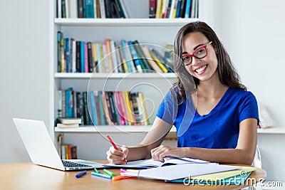 Learning french female student preparing for diploma Stock Photo