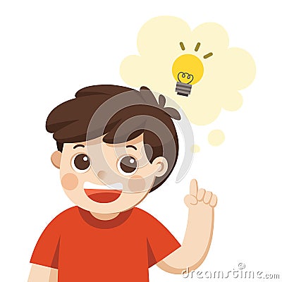 Learning and Growing Children. A Cute Boy thinking Vector Illustration