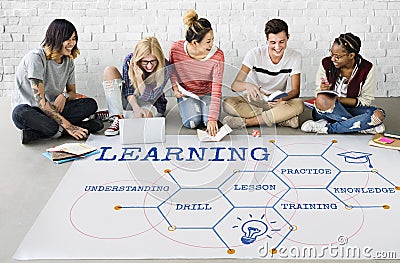 Learning Hexagon Pattern Diagram Graphic Icon Stock Photo