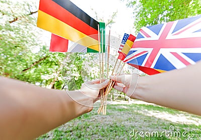 Learning Languages International Flags Stock Photo