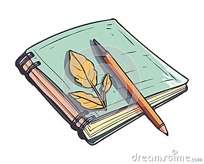 Learning literature with pencil and paper Vector Illustration