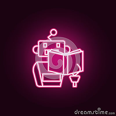 Learning machine read book neon icon. Elements of Artifical intelligence set. Simple icon for websites, web design, mobile app, Stock Photo