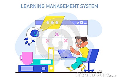 Learning management system or LMS. Modern online educational Vector Illustration