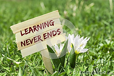 Learning never ends sign Stock Photo