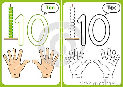 learning the numbers 0-10, Flash Cards, educational preschool activities Stock Photo