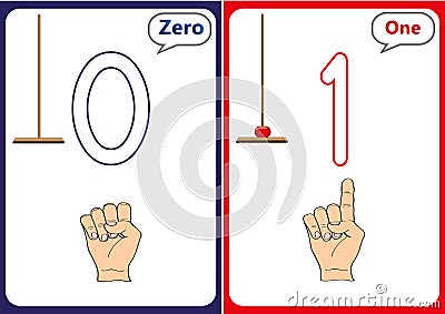 learning the numbers 0-10, Flash Cards, educational preschool activities Stock Photo