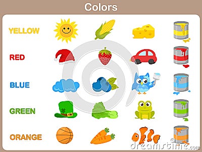 Learning the object colors for kids Vector Illustration