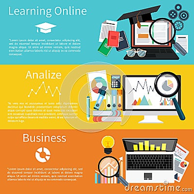Learning online, analize and business Vector Illustration