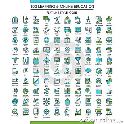 Education icons big set Vector Illustration