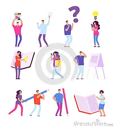 Learning people. Reading, student education studying vector concepts Vector Illustration