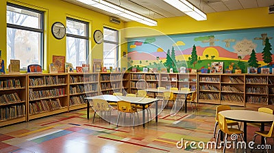 learning preschool library Cartoon Illustration