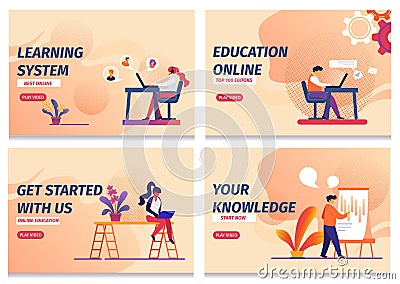 Learning System, Start Online Education, Knowledge Vector Illustration