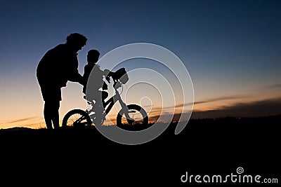 Learning to Ride A bike Stock Photo