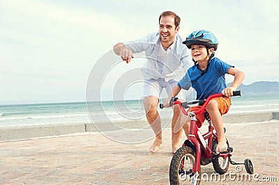 Learning to ride a bike Stock Photo