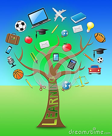 Learning Tree Shows Student Education 3d Illustration Stock Photo
