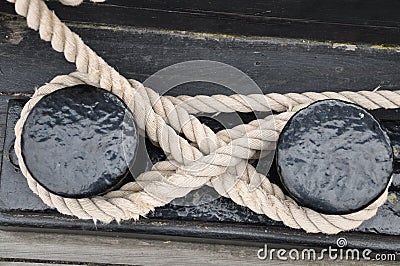 Leash on a bollard Stock Photo