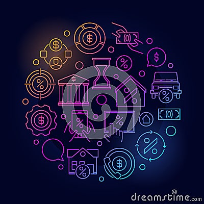 Leasing round linear colorful illustration Vector Illustration