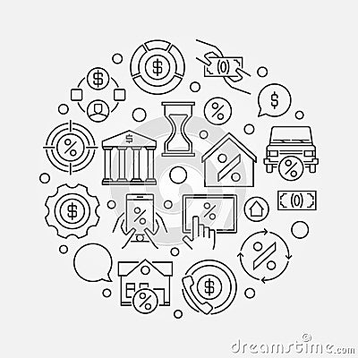 Leasing round linear illustration Vector Illustration