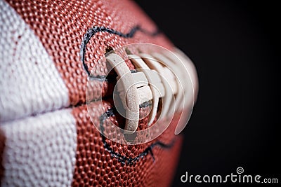 Leather American Football on Black background Stock Photo