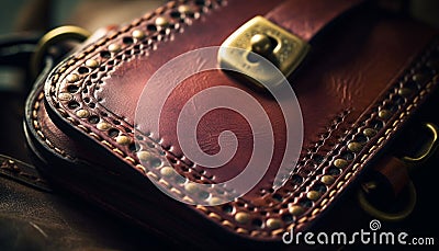 Leather bag handle, buckle, zipper, pocket luxury fashion accessory generated by AI Stock Photo
