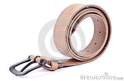 Leather belt with black buckle Stock Photo