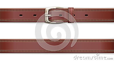 Leather belt with metallic clasp. Clothes accessory. Seamless pattern. Vector illustration. Vector Illustration