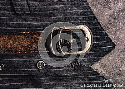 Leather belt on a waistcoat 2 Stock Photo