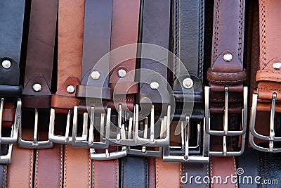 Leather belts Stock Photo