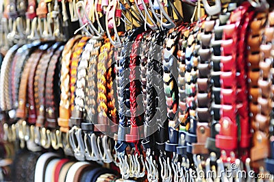 Leather belts Stock Photo