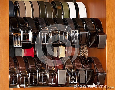 Leather belts Stock Photo