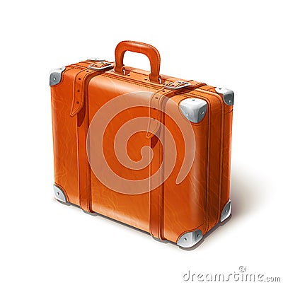 Leather big suitcase Vector Illustration