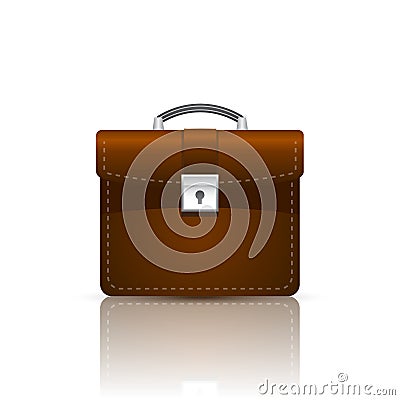 Leather briefcase on a glossy surface Vector Illustration