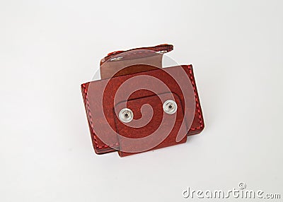 Cardholder wallet in Leather in red Stock Photo