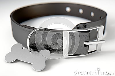 Leather Collar With Tag Stock Photo