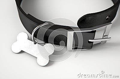 Leather Collar With Tag Stock Photo