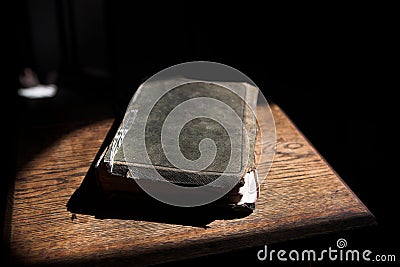 Leather covered bible Stock Photo
