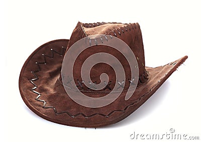 Leather cowboy hat Stock Photo