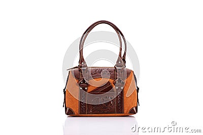 Leather female bag on a white background Stock Photo