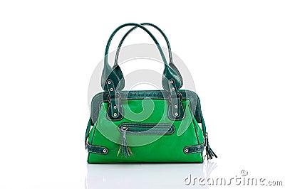 Leather female bag on a white background Stock Photo