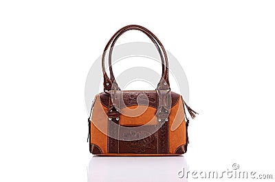 Leather female bag on a white background Stock Photo