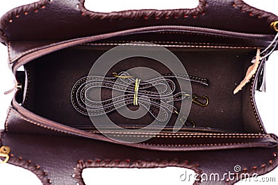 Leather female bag on a white background Stock Photo